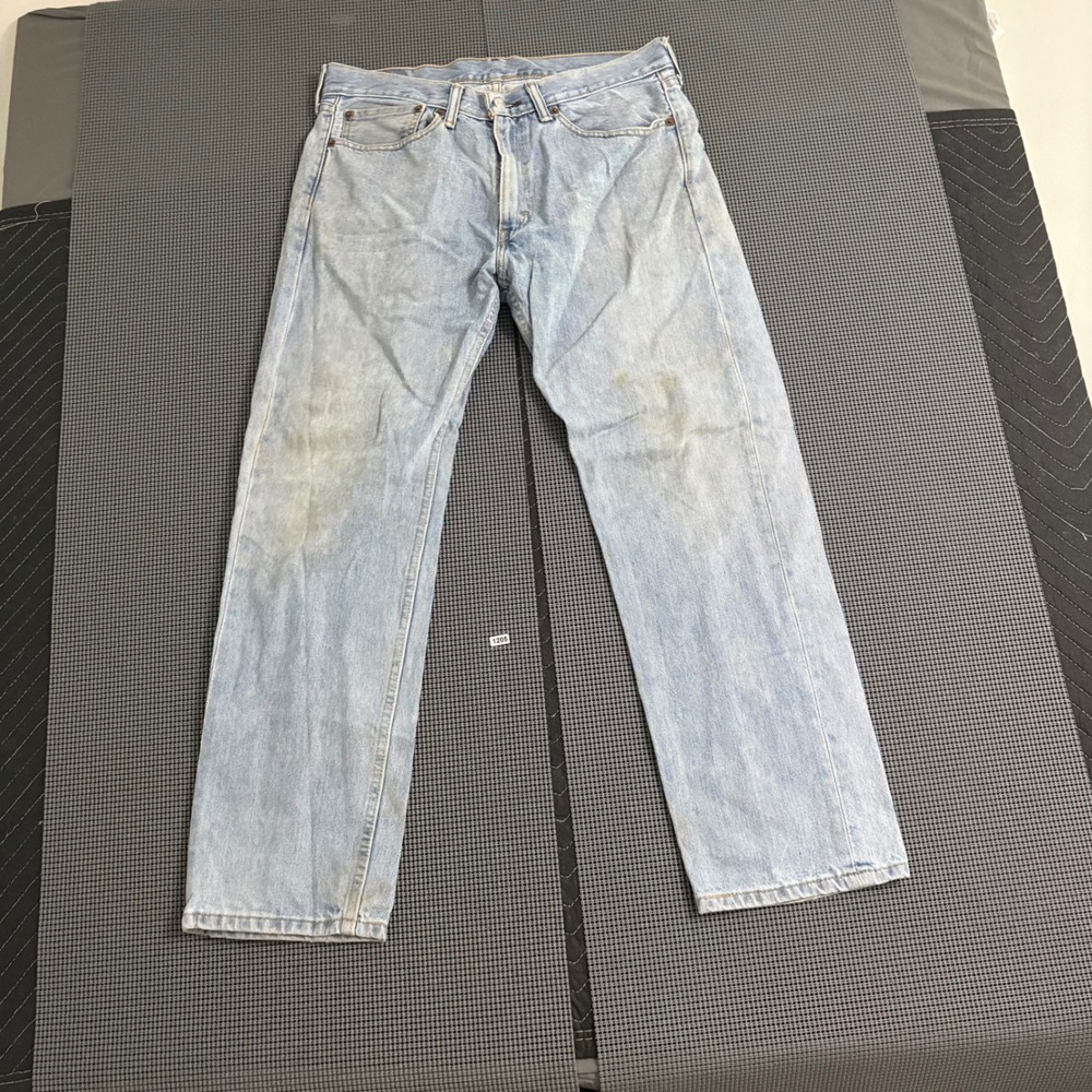 Levis 505 Mens Regular Fit Straight Leg Light Wash Denim Jeans Blue 34x29